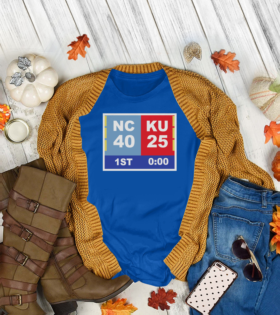 NC 40 KU 25 Scoreboard 1st Half 0:00 Classic Ks Comeback T-Shirt