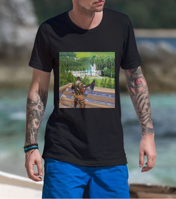 Queen Elizabeth Reboot Card Fortnite Player Landscape Castle Scene T-Shirt