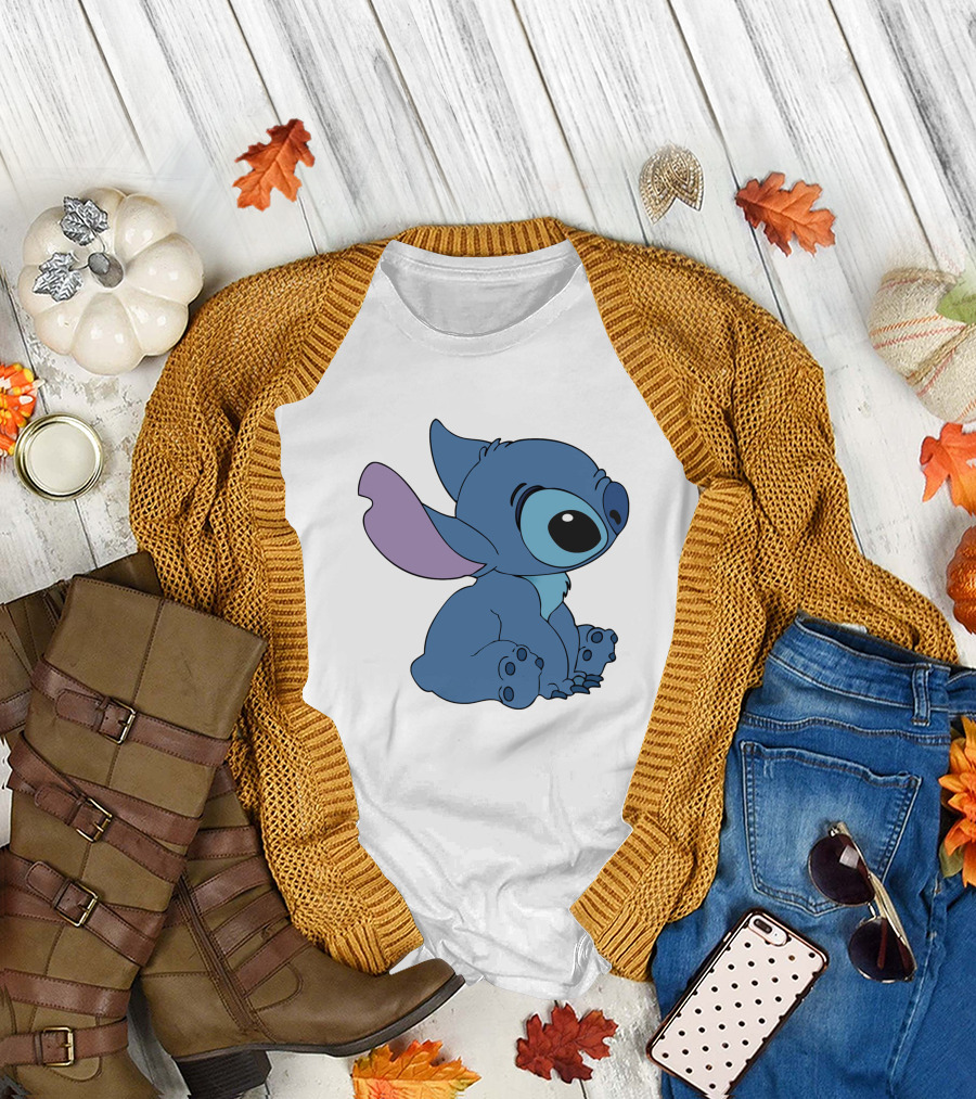 Stitch 1 Cute Cartoon Character Sitting Disney T-Shirt