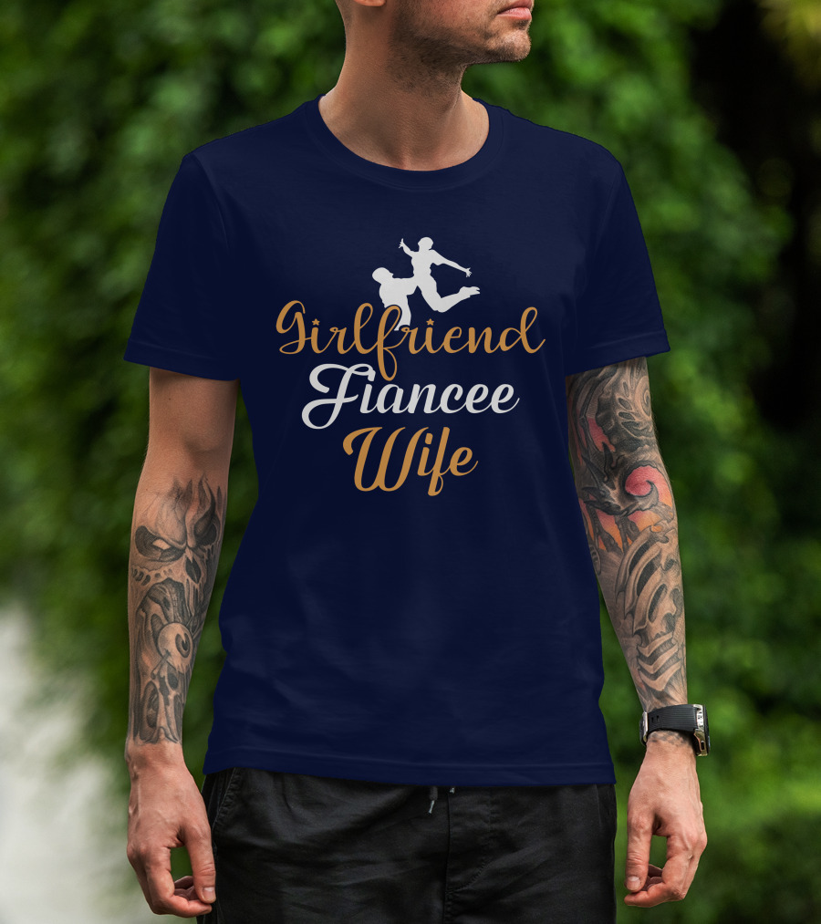 Girlfriend Fiancee Wife Engagement Proposal Silhouette Jump T-Shirt