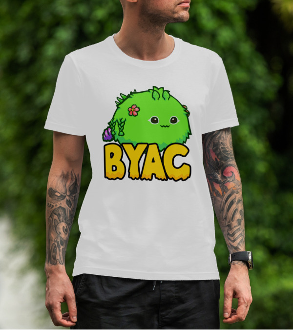 BYAC Big Yak Axie Club Cute Green Creature With Flowers And Leaves T-Shirt