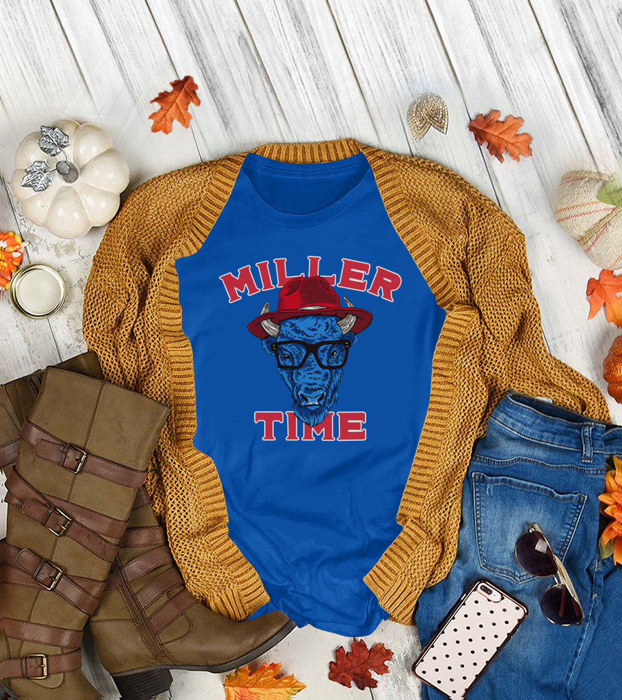 Miller Time Buffalo Red Hat Glasses Blue Buffalo T-Shirt