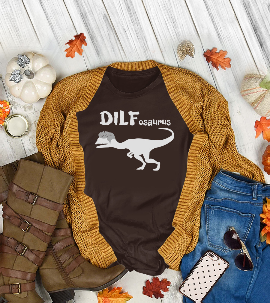 Fossil Daddy Store DILFosaurus Dilophosaurus Fossil Daddy T-Shirt