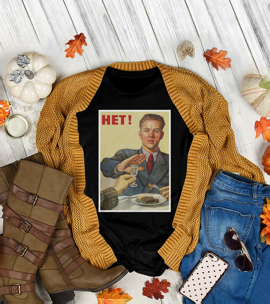 Stratonaut Shop Nyet Soviet Era Propaganda Poster Style HET Soviet Realism T-Shirt