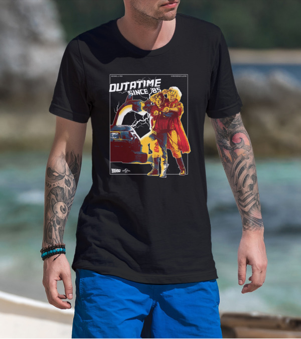 Back To The Future DMC-12 DeLorean Outatime Since '85 Michael J. Fox Christopher Lloyd Universal T-Shirt