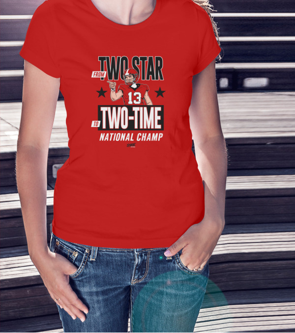 From Two Star To Two-Time National Champ Football Player Number 13 T-Shirt