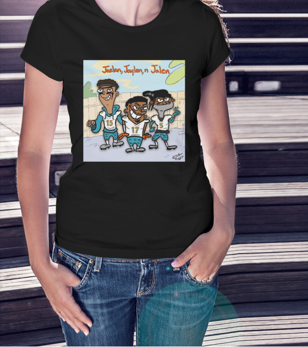 Jaelan Jaylen N Jalen Cartoon Characters With Football Jerseys 15 17 5 T-Shirt