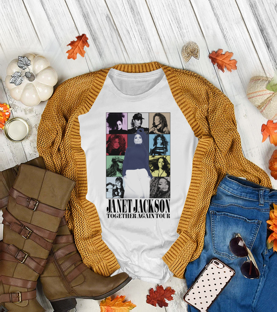 Janet Jackson Together Again Tour Multicolor Portrait Collage T-Shirt
