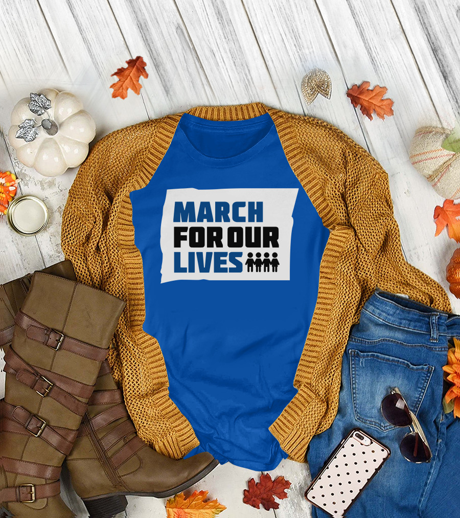 MARCH FOR OUR LIVES Protest Social Movement Iconic Text and Figures T-Shirt