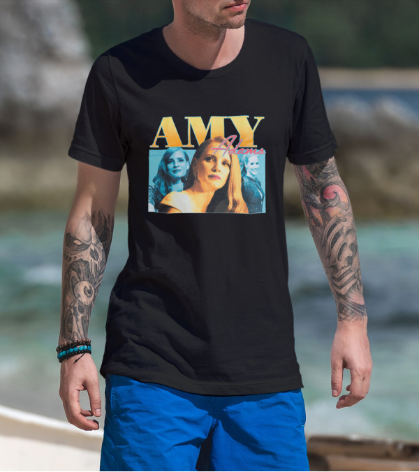 AMY Adams Multicolor Portrait Montage With Retro Script T-Shirt