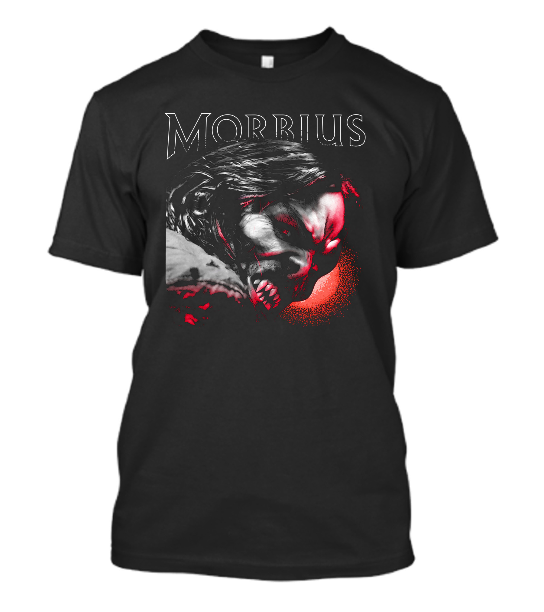 Morbius Jared Leto Vampire Face Artwork Red Glow T-Shirt