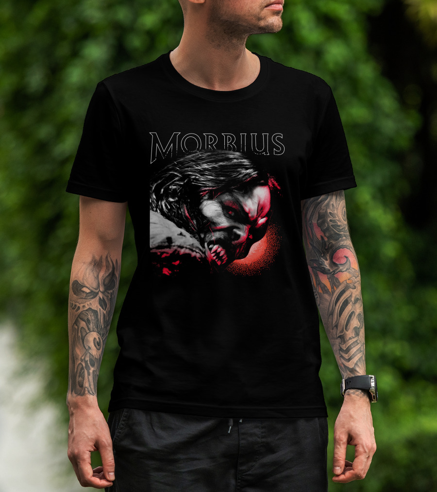 Morbius Jared Leto Vampire Face Artwork Red Glow T-Shirt