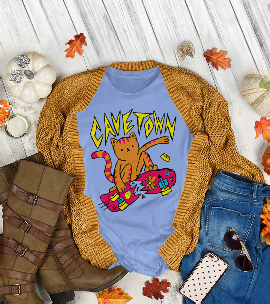 Cavetown Cat Skateboard Fun T-Shirt