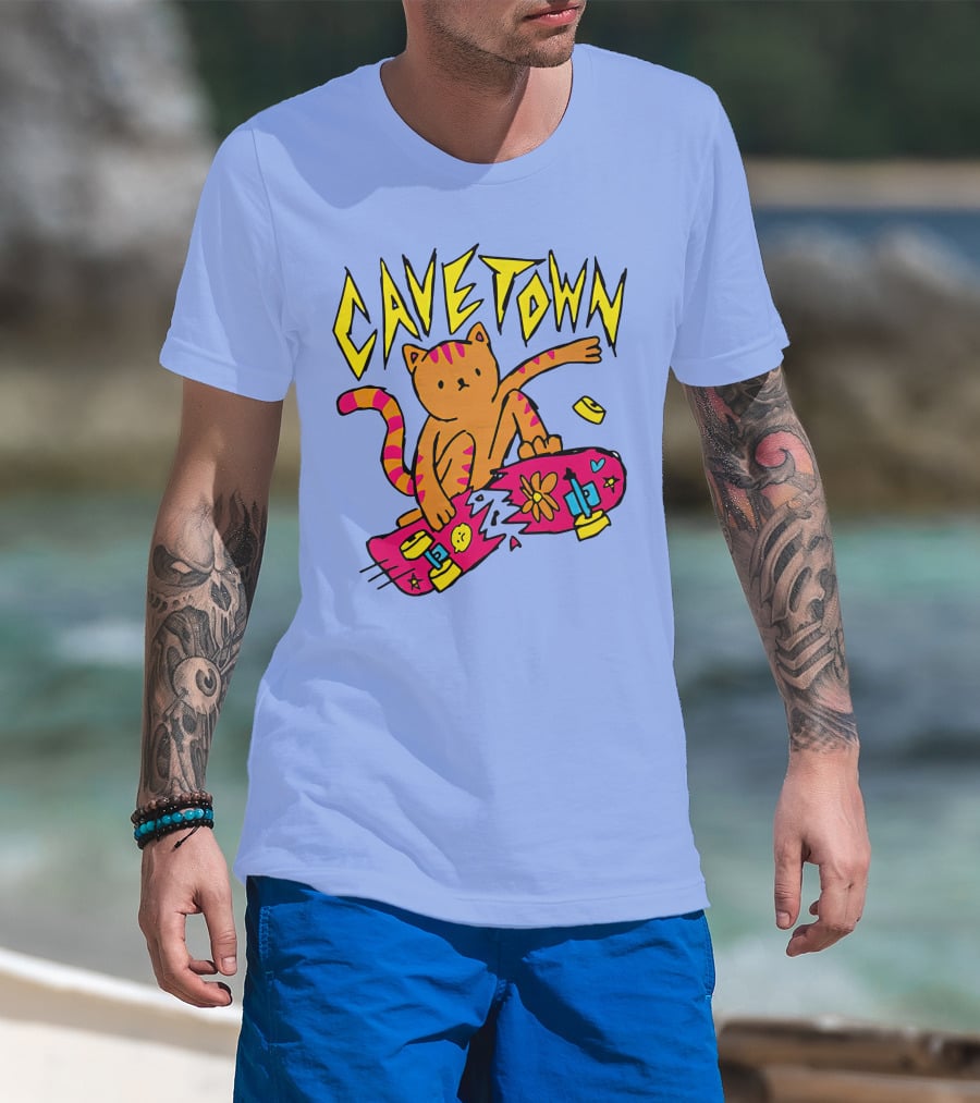 Cavetown Cat Skateboard Fun T-Shirt