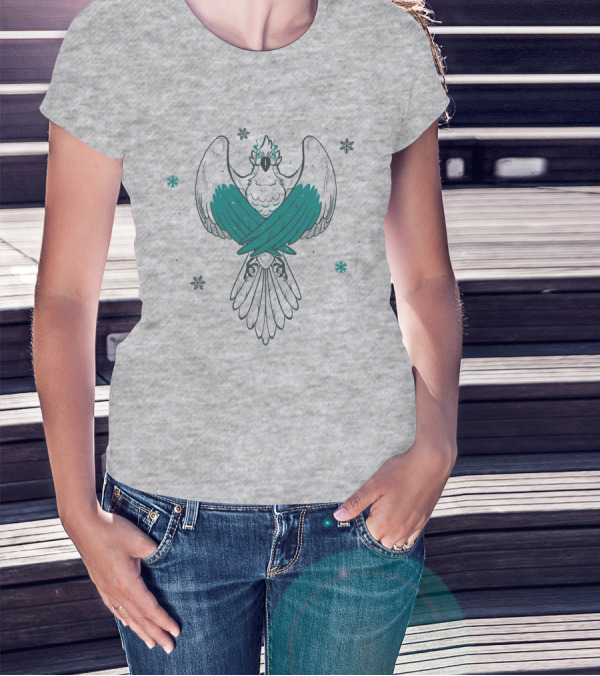 Jaiden Animations Bird With Teal Wings And Snowflakes T-Shirt