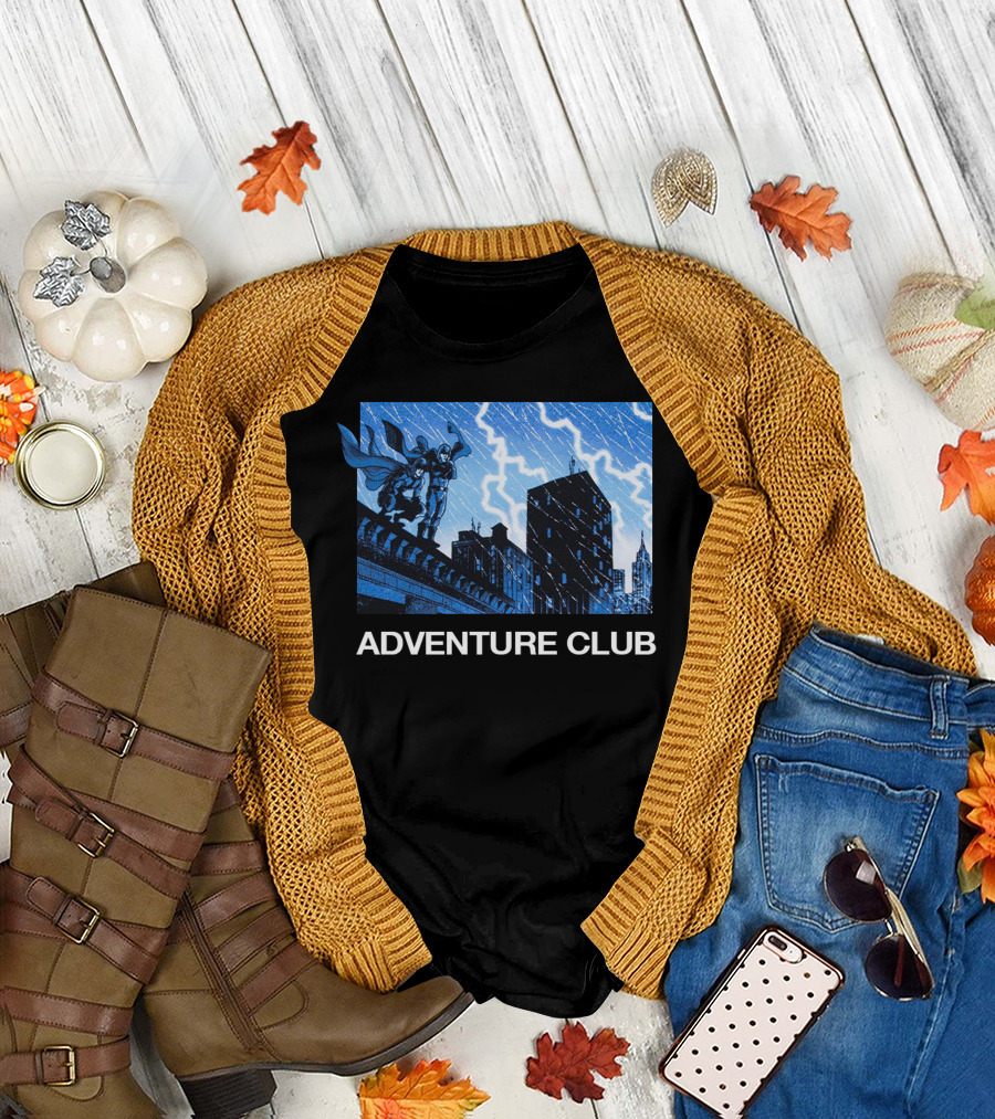 ADVENTURE CLUB Cityscape Superhero Lightning Scene T-Shirt