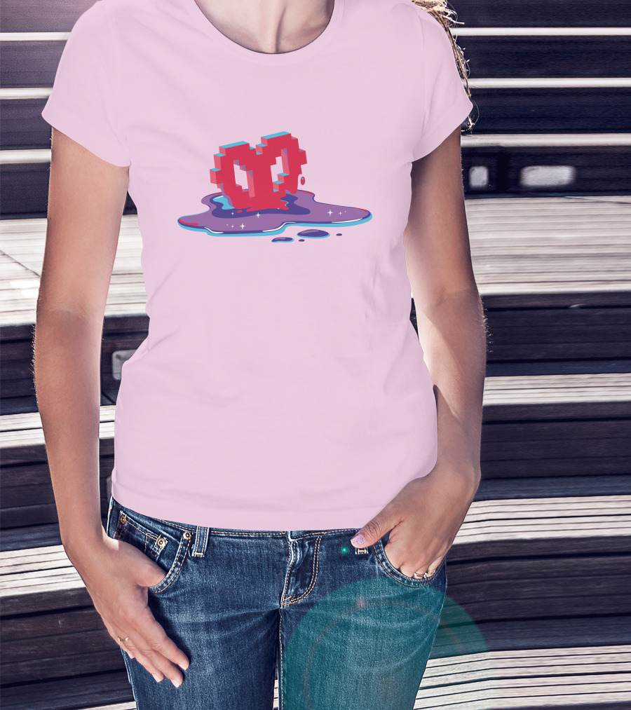 Heart Pixel Art Melting Design Philza Merch T-Shirt