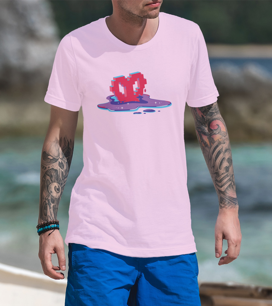 Heart Pixel Art Melting Design Philza Merch T-Shirt