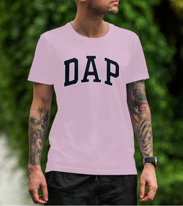Dap College Style Athletic Lettering Pink Background T-Shirt