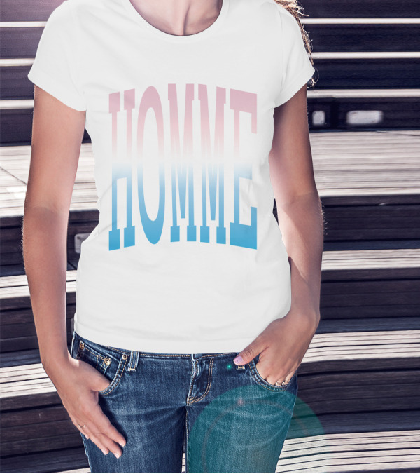 Homme Femme Pink Blue Gradient Text T-Shirt