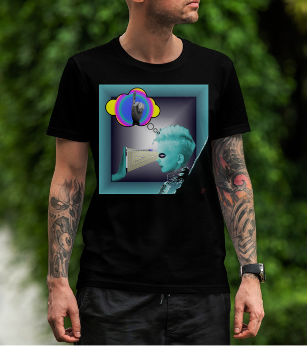 Push In Neon Finger Vision Cube T-Shirt