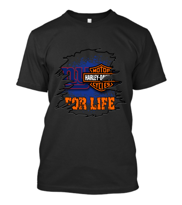 New York Giants Harley Davidson For Life T-Shirt