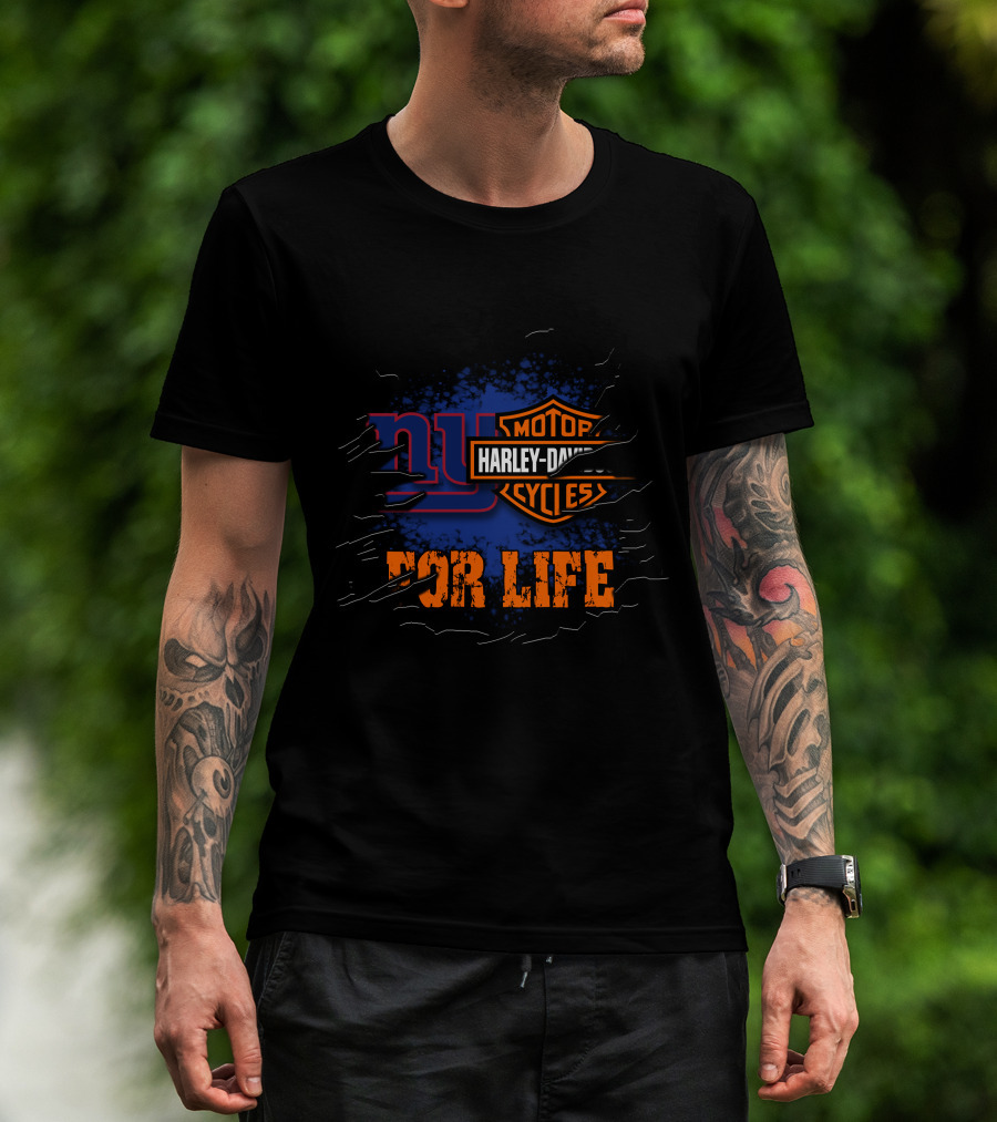 New York Giants Harley Davidson For Life T-Shirt