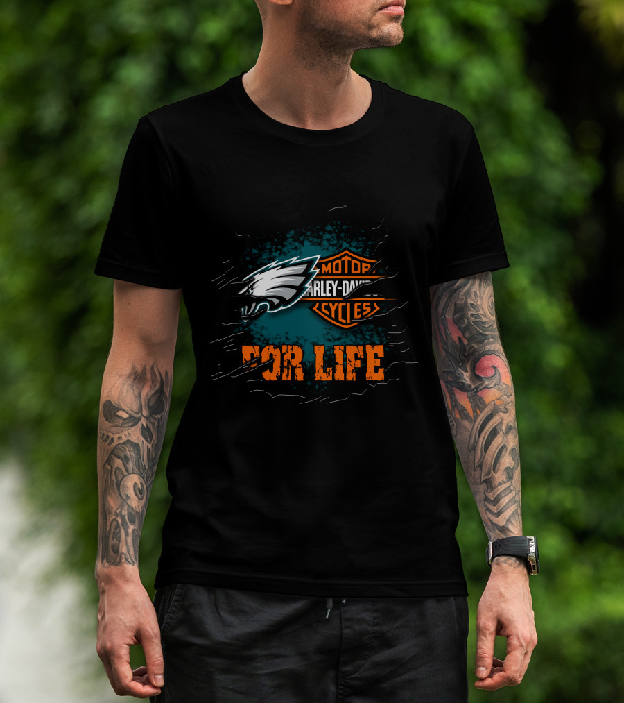 Philadelphia Eagles Harley Davidson Motorcycles For Life T-Shirt