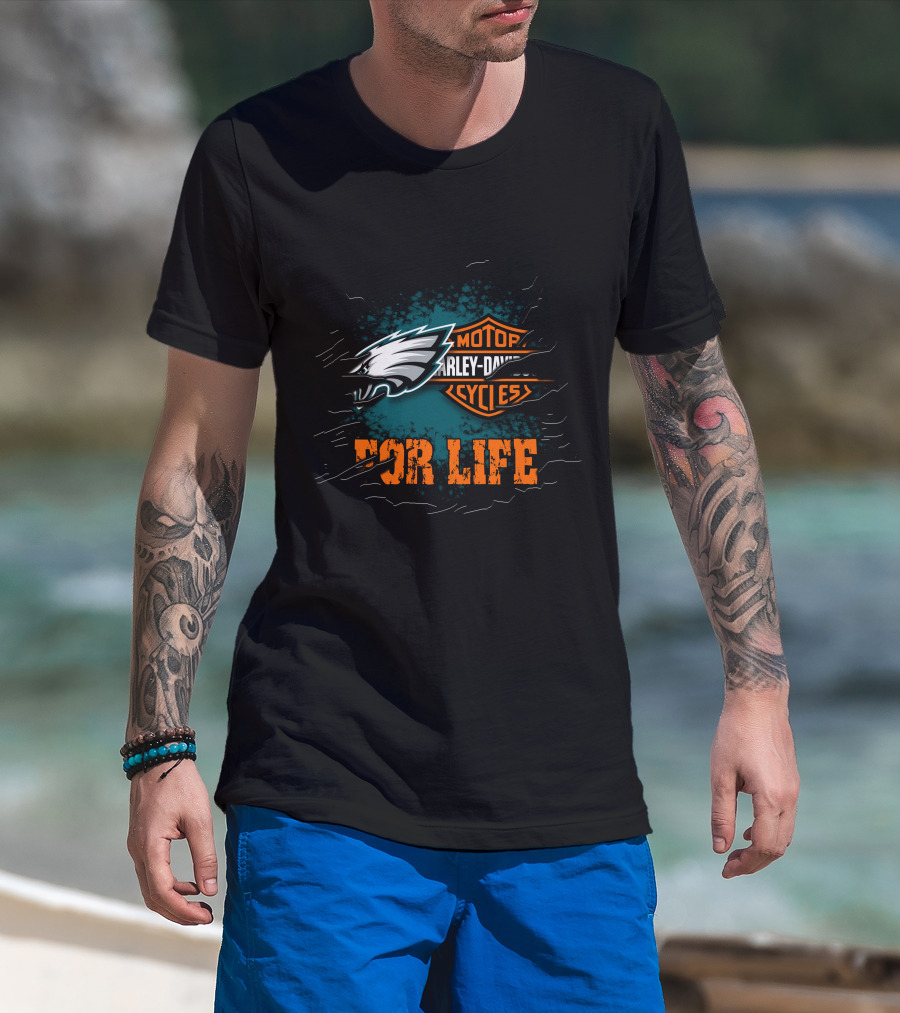 Philadelphia Eagles Harley Davidson Motorcycles For Life T-Shirt