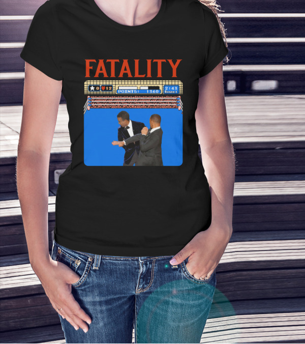 Fatality Will Smith Slaps Chris Rock Oscars Stage Video Game T-Shirt