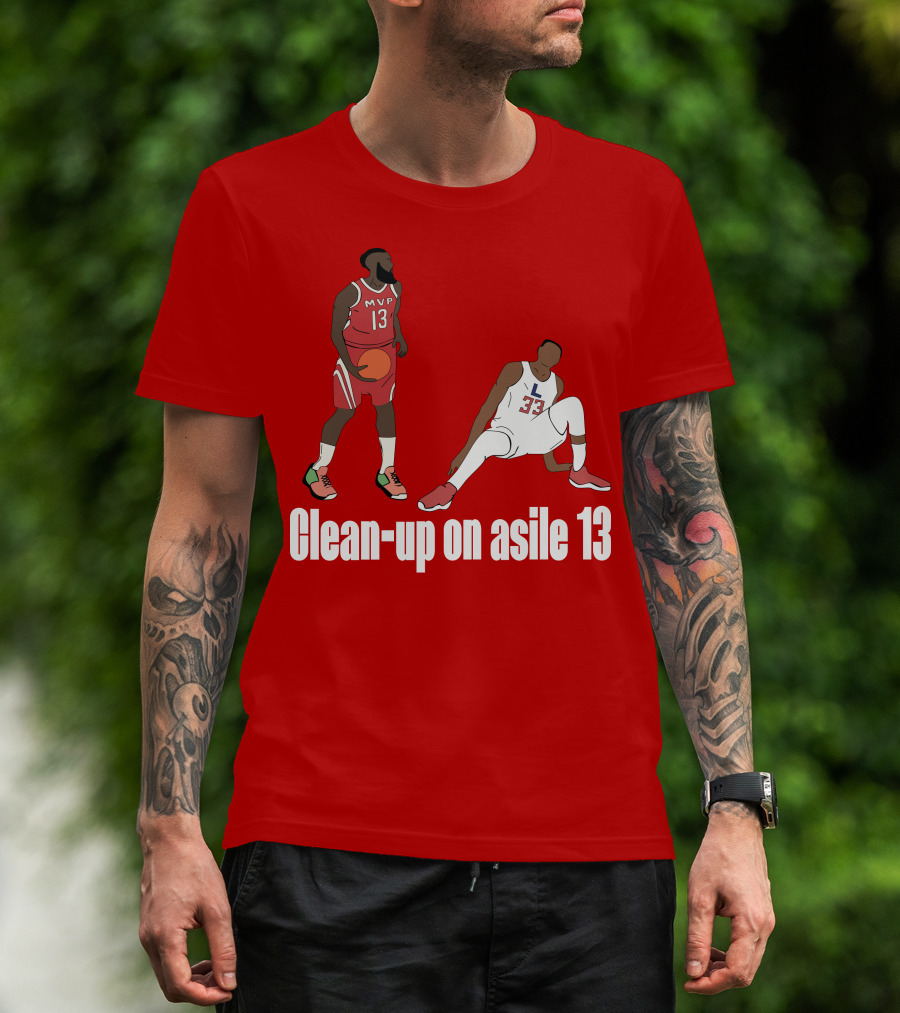 Clean-Up On Asile 13 MVP Number 13 Basketball Action Scene T-Shirt