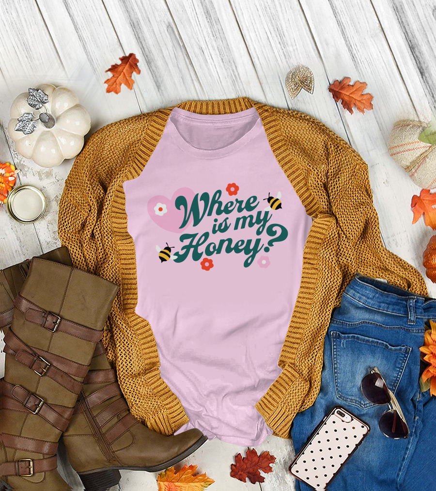 Where is my Honey? Bees and Hearts with Flowers T-Shirt