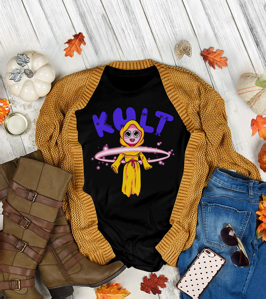 DIM MAK KULT Steve Aoki Collection Yellow Hooded Character with Energy Rings T-Shirt