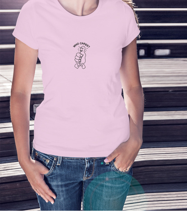 Who Cares Heart Eyes Pink T-Shirt