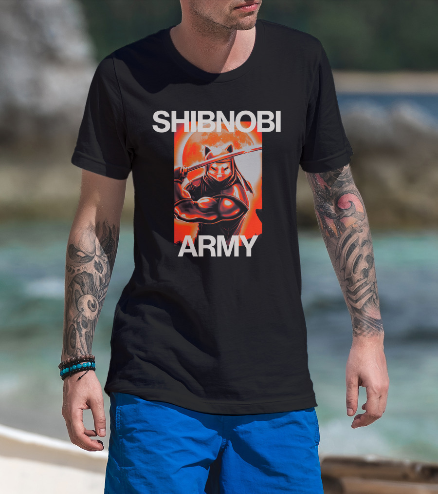 SHIBNOBI ARMY Moonlit Ninja Cat Warrior T-Shirt