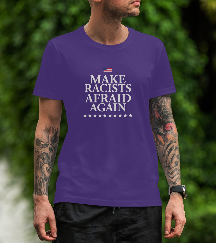 Lady On The Prairie USA Make Racists Afraid Again Dave American Flag Stars T-Shirt