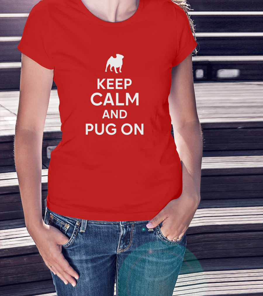Little Lilith Keep Calm And Pug On Thesyc66 White Pug Icon T-Shirt
