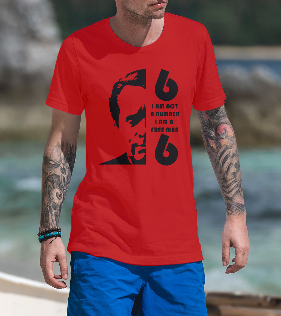 I Am Not A Number I Am A Free Man 6 Six Red T-Shirt