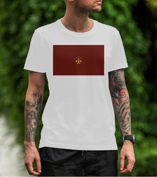 FBA Maroon Flag With Golden Hammer And Star Emblem T-Shirt