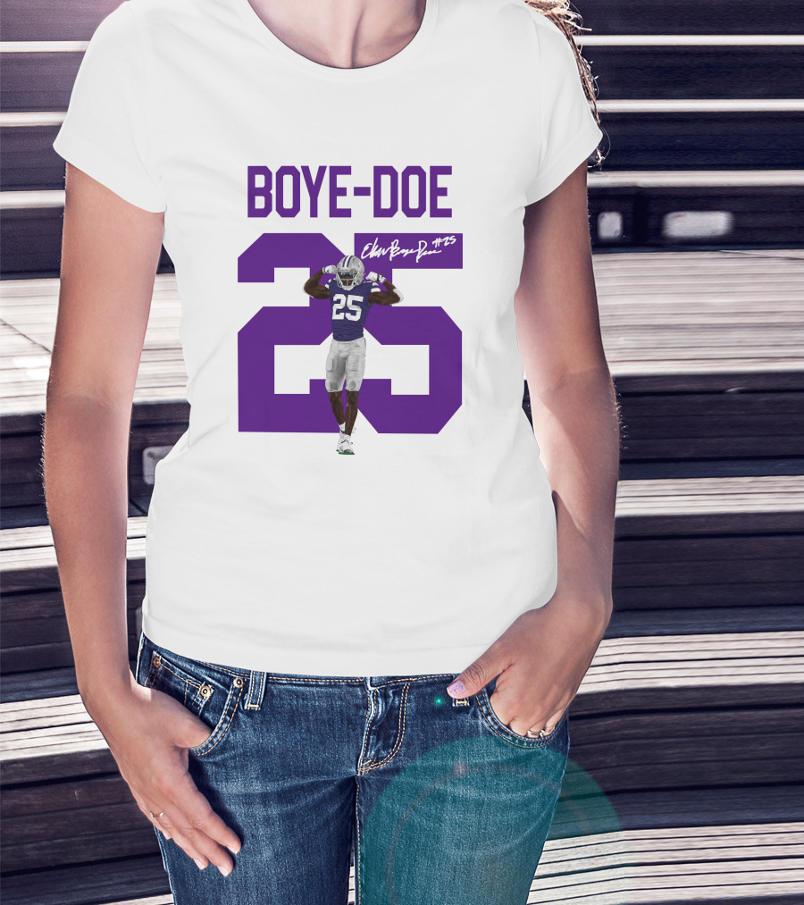 Therealpak25 Store Boye-Doe 25 Football Player Purple Signature T-Shirt