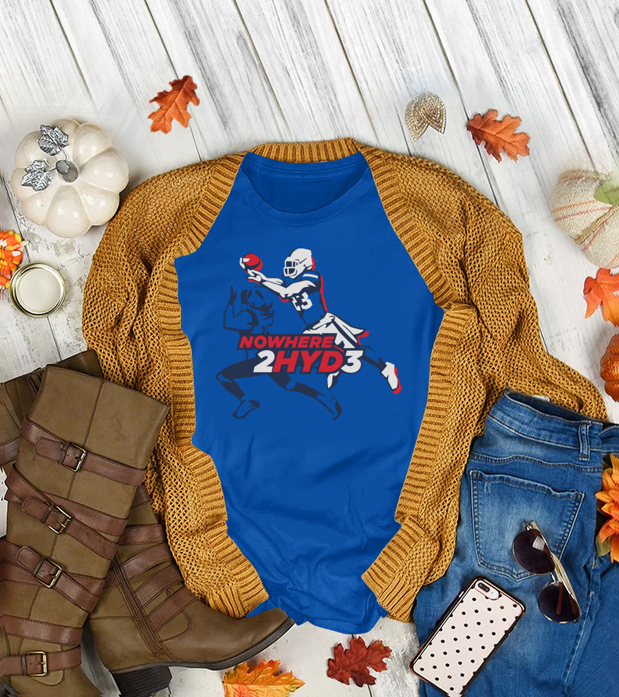 NOWHERE 2HYD3 Football Player Catching Action T-Shirt