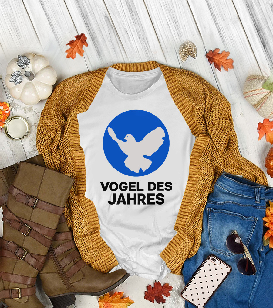 Vogel Des Jahres Columbidae Doves Silhouette in Blue Circle T-Shirt