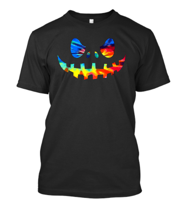 Tie Dye Multicolor JackOLantern Face On Black Background Halloween Essentials T-Shirt