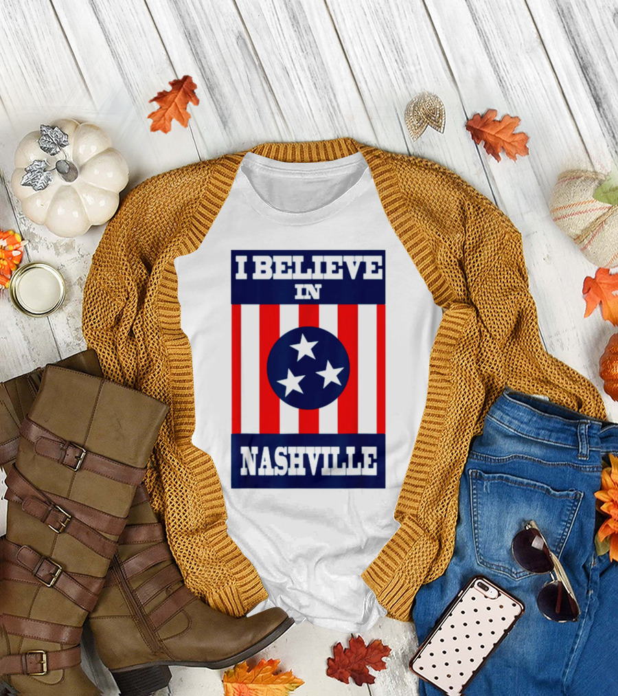 I Believe In Nashville Three Stars Stripes Iconic T-Shirt