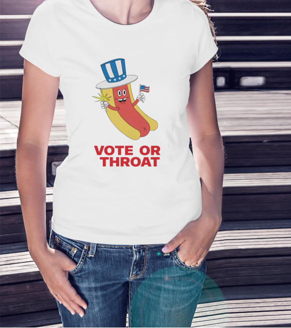 Vote Or Throat Uncle Sam Hotdog With American Flag T-Shirt