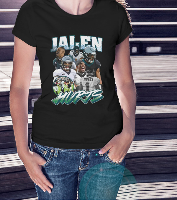 Big Cat Barstool Jalen Hurts Football Collage T-Shirt