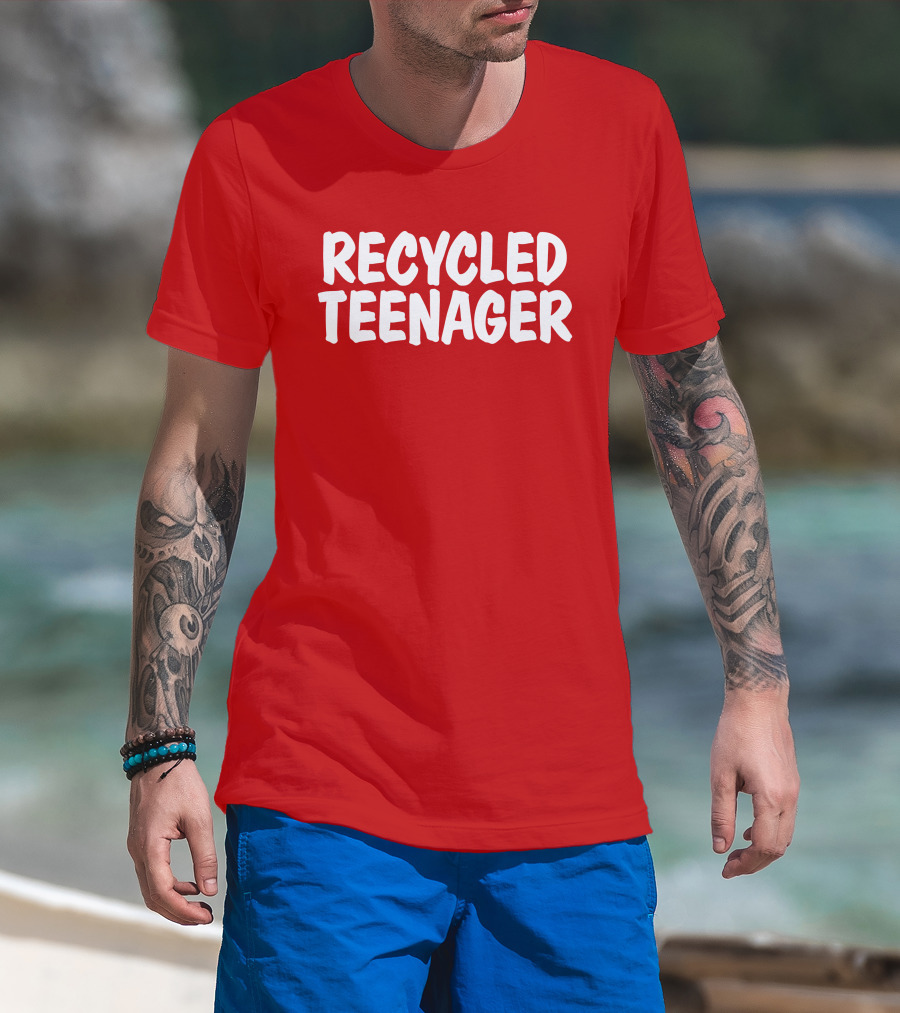Recycled Teenager Bold White Text Fun T-Shirt