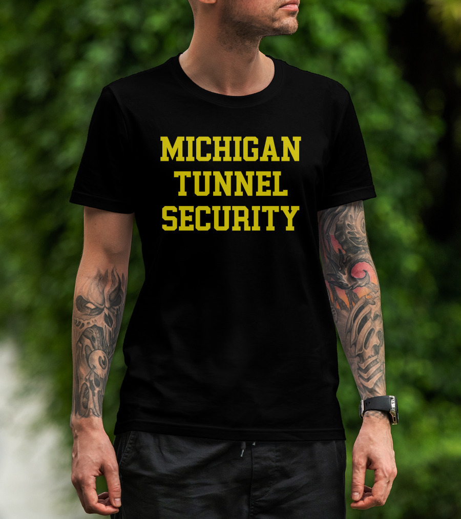Michigan Tunnel Security Yellow Lettering T-Shirt