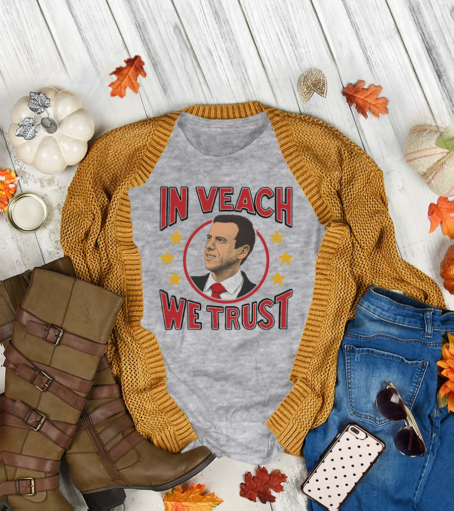 In Veach We Trust Red Tie Portrait with Yellow Stars T-Shirt