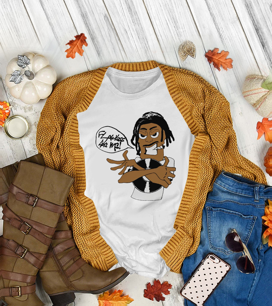 Flawless Like Me Vinyl Graphic Character with Crossed Arms and Vinyl Record T-Shirt